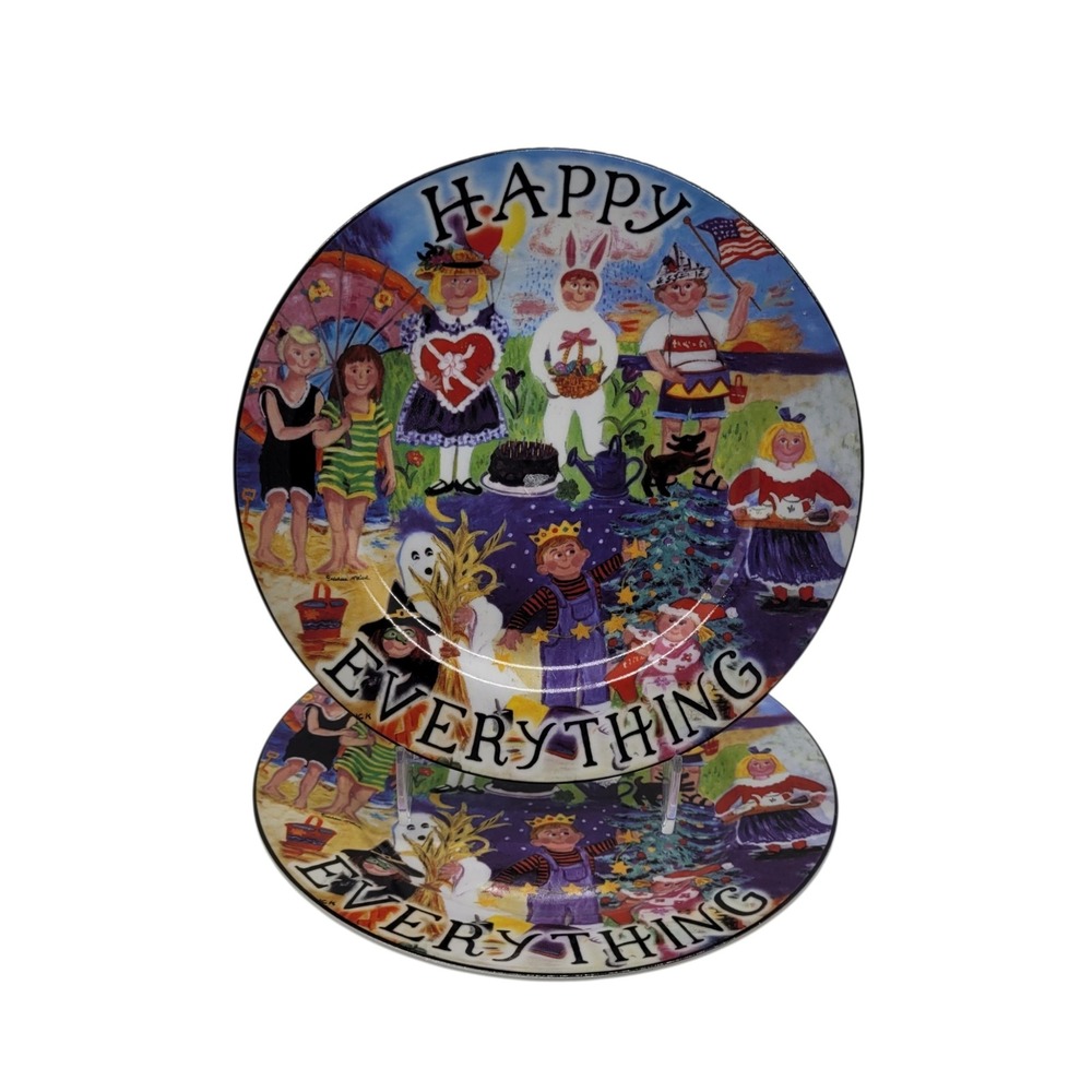 Santa Barbara Ceramic Design Happy Everything Melissa McLeod‎ Plates Set of 2 8"